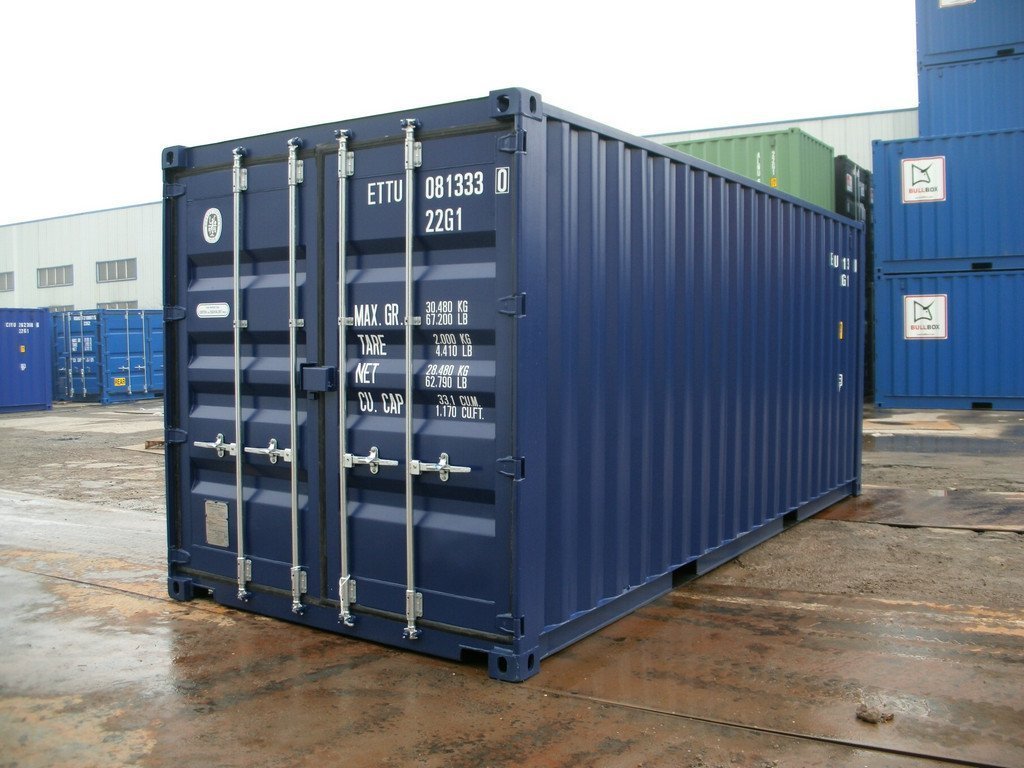 Seecontainer 20 Fuß Standardcontainer Kobaltblau